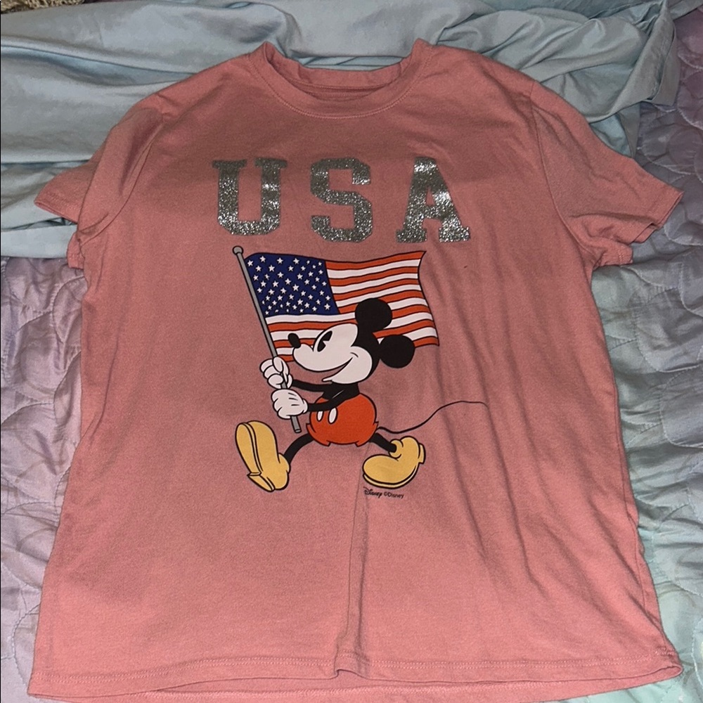 NWOT ABERCROMBIE Disney T-Shirt with Mickey Mouse and USA Flag size 15/16 kids